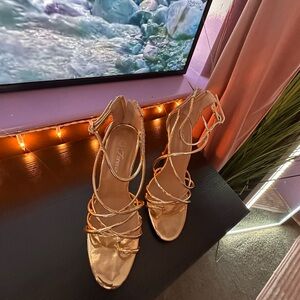 Gold 5” Heels with curvy straps